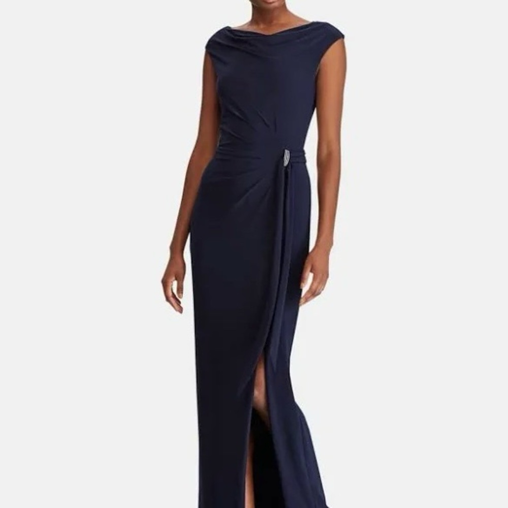 Lauren Ralph Lauren Midnight Blue Long Knitted Evening wear Dress